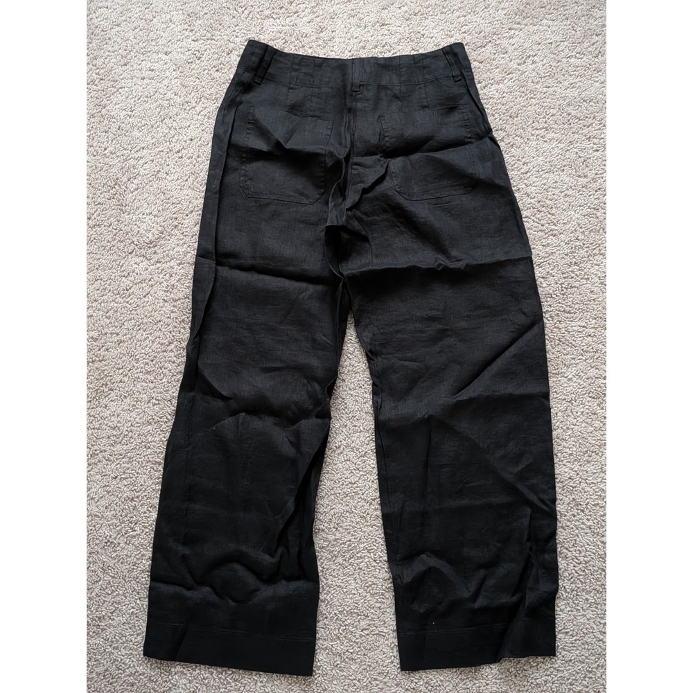 Quince 100% European Linen Patch Pocket Wide Leg Pants Black Size 8 NWT - Picture 2 of 12
